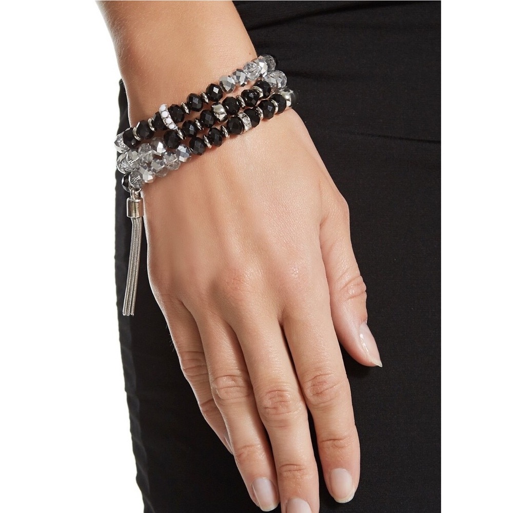 WHBM JET SILVER TUBE STRET BRACELET